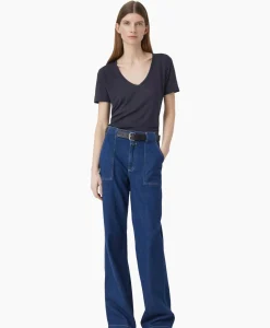 Closed T-Shirt Korte Mouw V-Neck Blauw