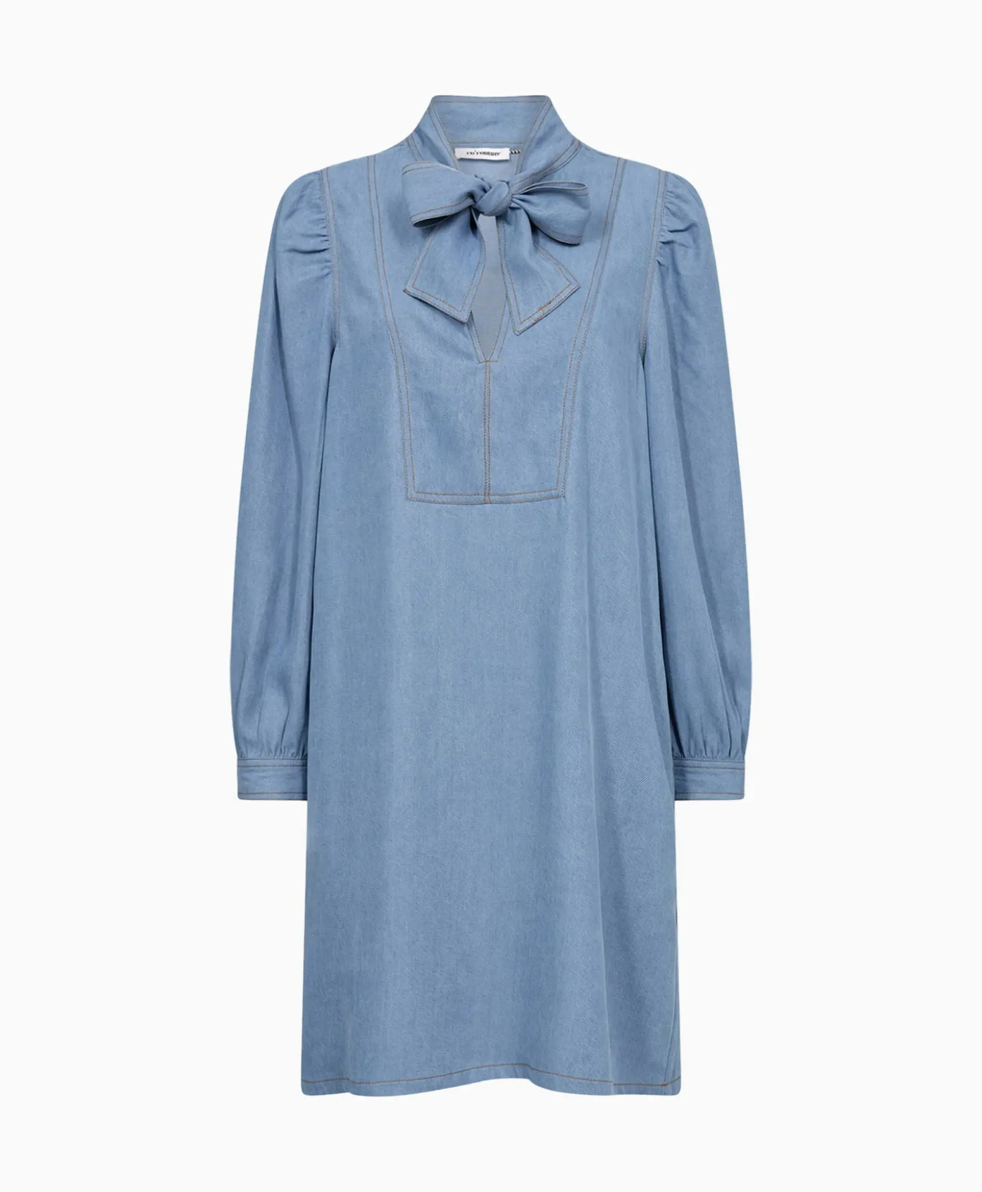 Co'Couture Mini Jurk Titus Denim Bow Blauw