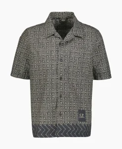 Cp Company Overhemd Popeline Baja Print Zwart