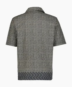 Cp Company Overhemd Popeline Baja Print Zwart