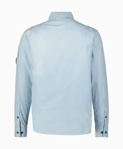 Cp Company Overshirt Gabardine Zipped Licht Blauw