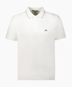 Cp Company Polo Stretch Piquet Striped Collar Wit