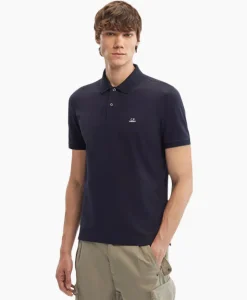 Cp Company Polo Stretch Piquet Regular Donker Blauw