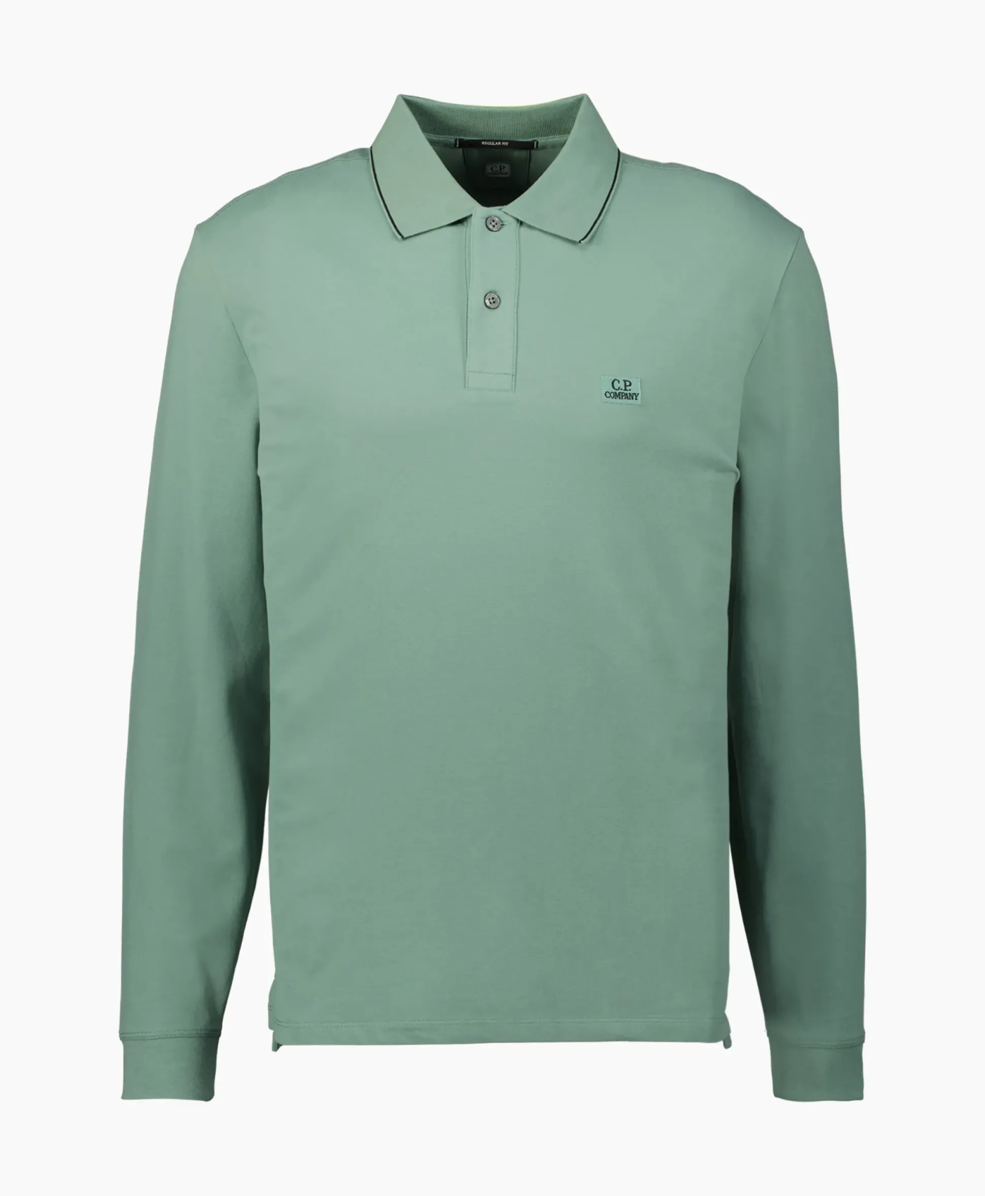 Cp Company Polo Stretch Piquet Regular Long Sleeve Licht Groen