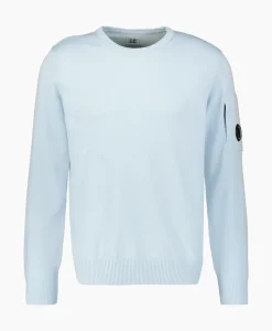 Cp Company Pullover Cotton Crepe Knit Licht Blauw