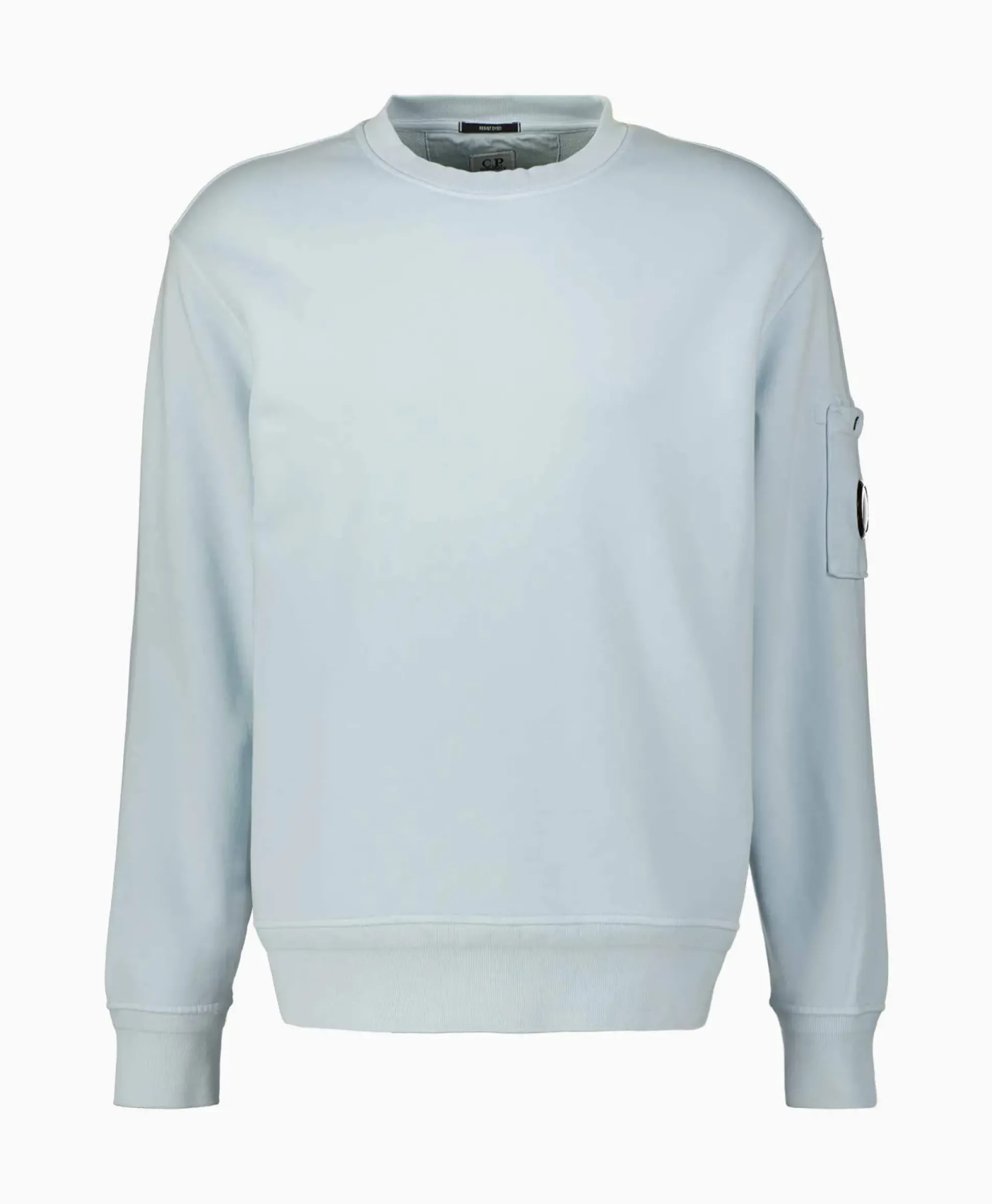 Cp Company Sweater Cotton Diagonal Fleece Lens Licht Blauw