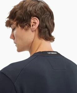 Cp Company Sweater Diagonal Raised Fleece Donker Blauw