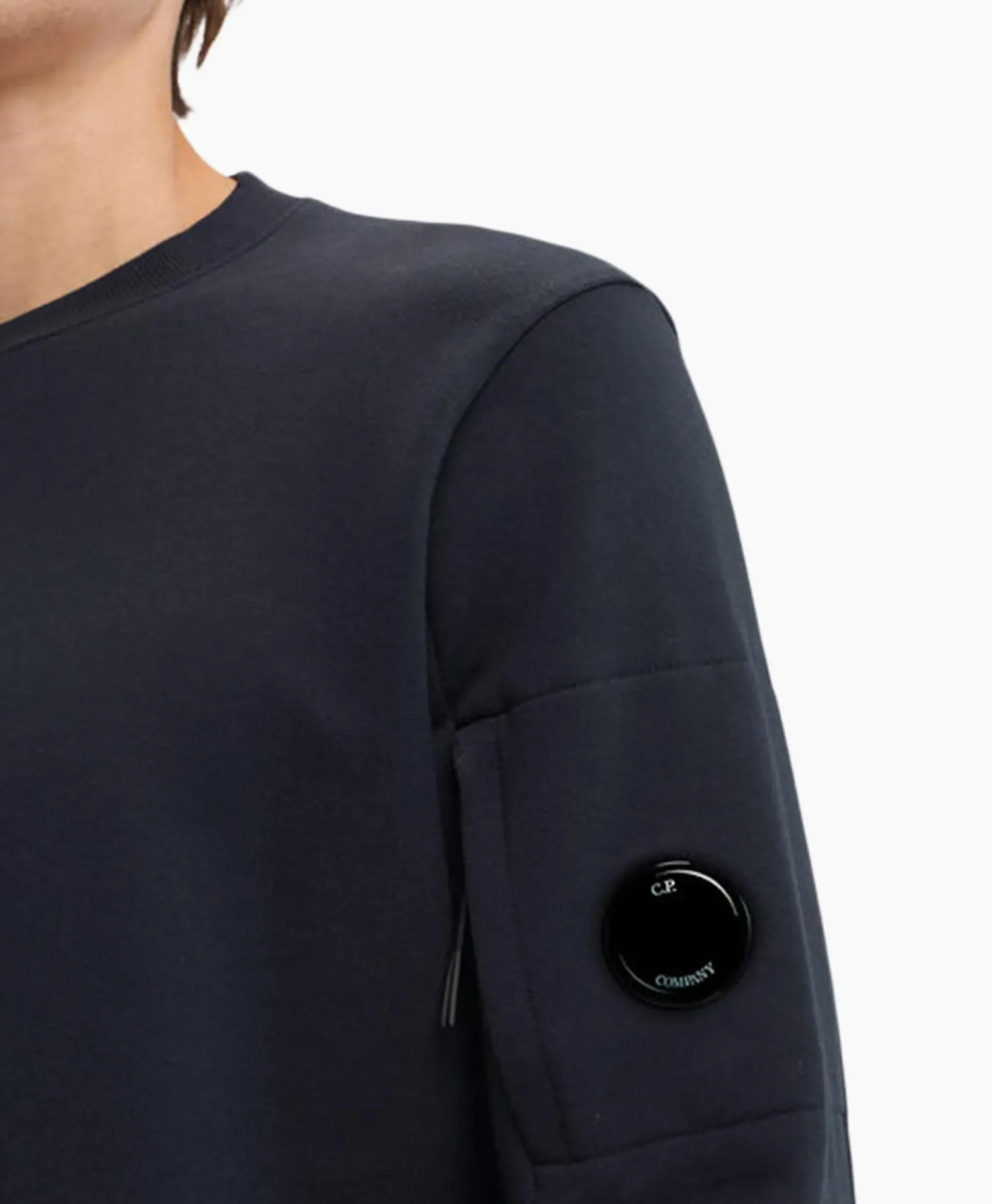 Cp Company Sweater Diagonal Raised Fleece Donker Blauw