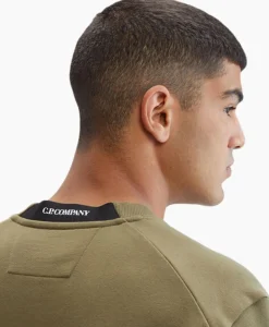 Cp Company Sweater Diagonal Raised Fleece Groen