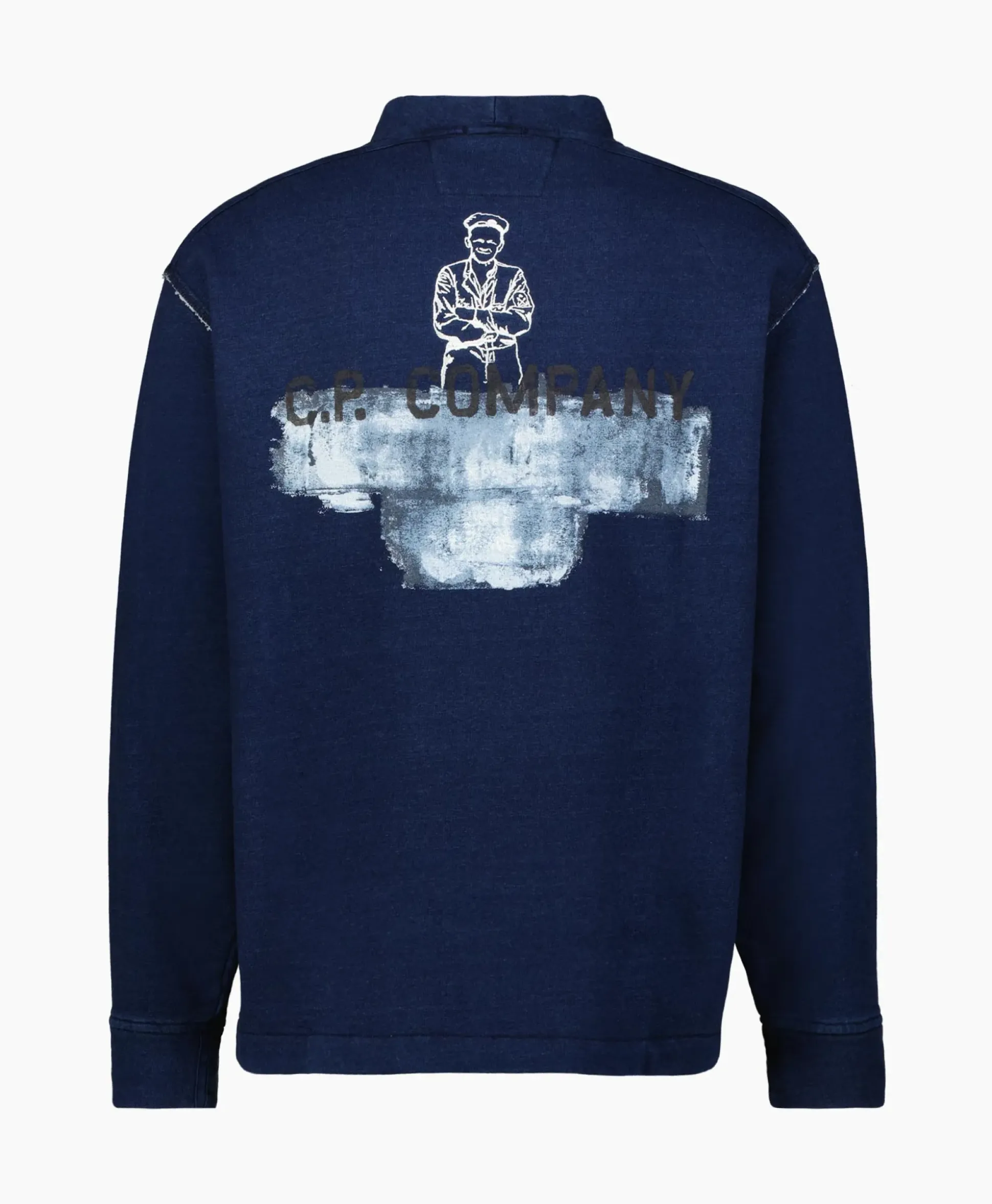 Cp Company Sweater Indigo Fleece Blauw