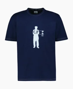 Cp Company T-Shirt Indigo Jersey Blauw