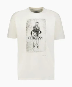 Cp Company T-Shirt Korte Mouw Jersey Artisinal Card Wit
