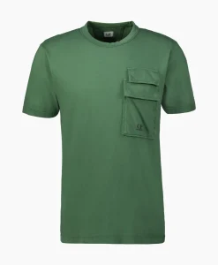 Cp Company T-Shirt Korte Mouw Jersey Flap Pocket Groen