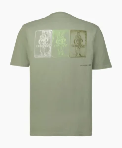 Cp Company T-Shirt Korte Mouw Jersey Artisinal Three Cards Groen