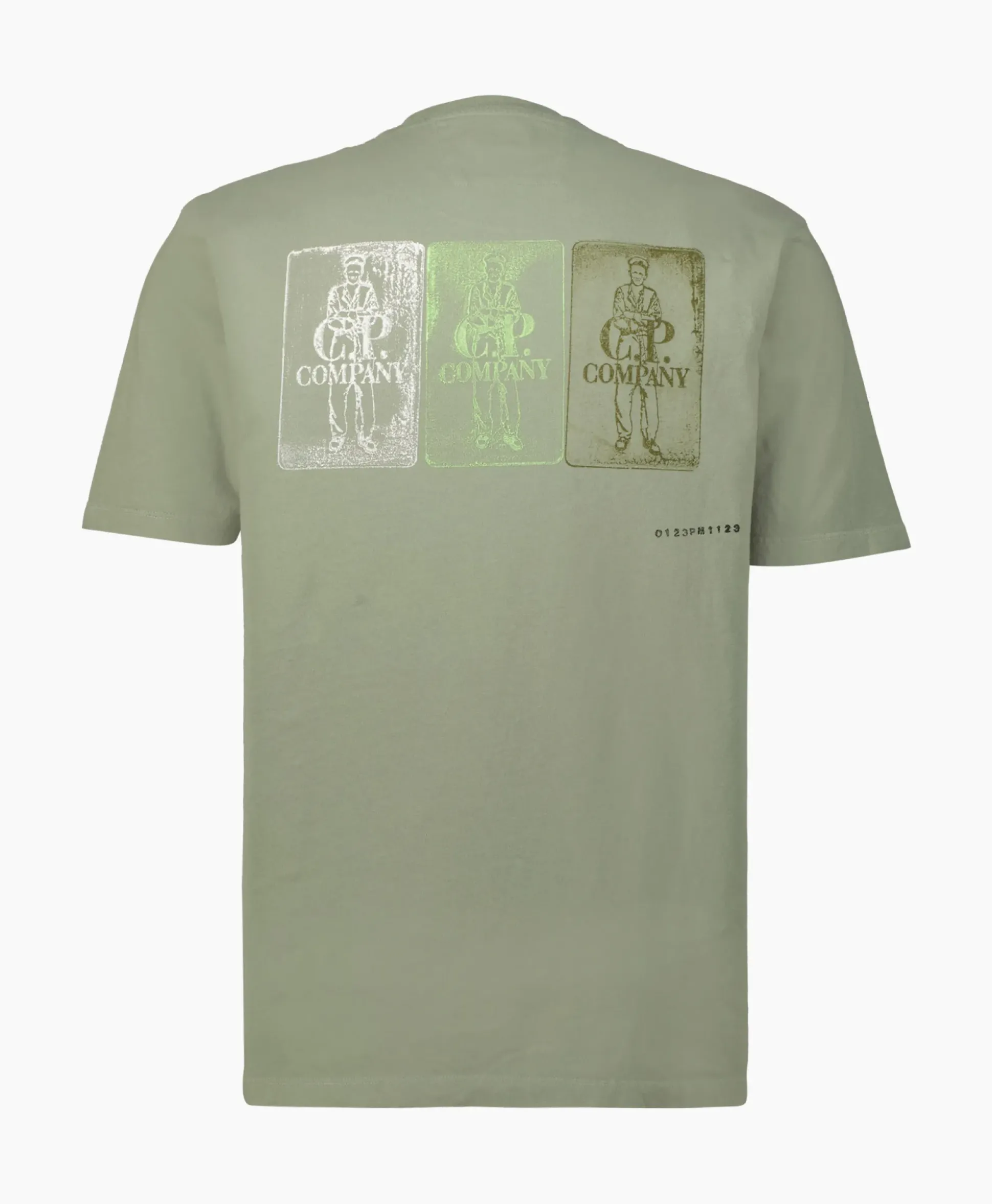 Cp Company T-Shirt Korte Mouw Jersey Artisinal Three Cards Groen