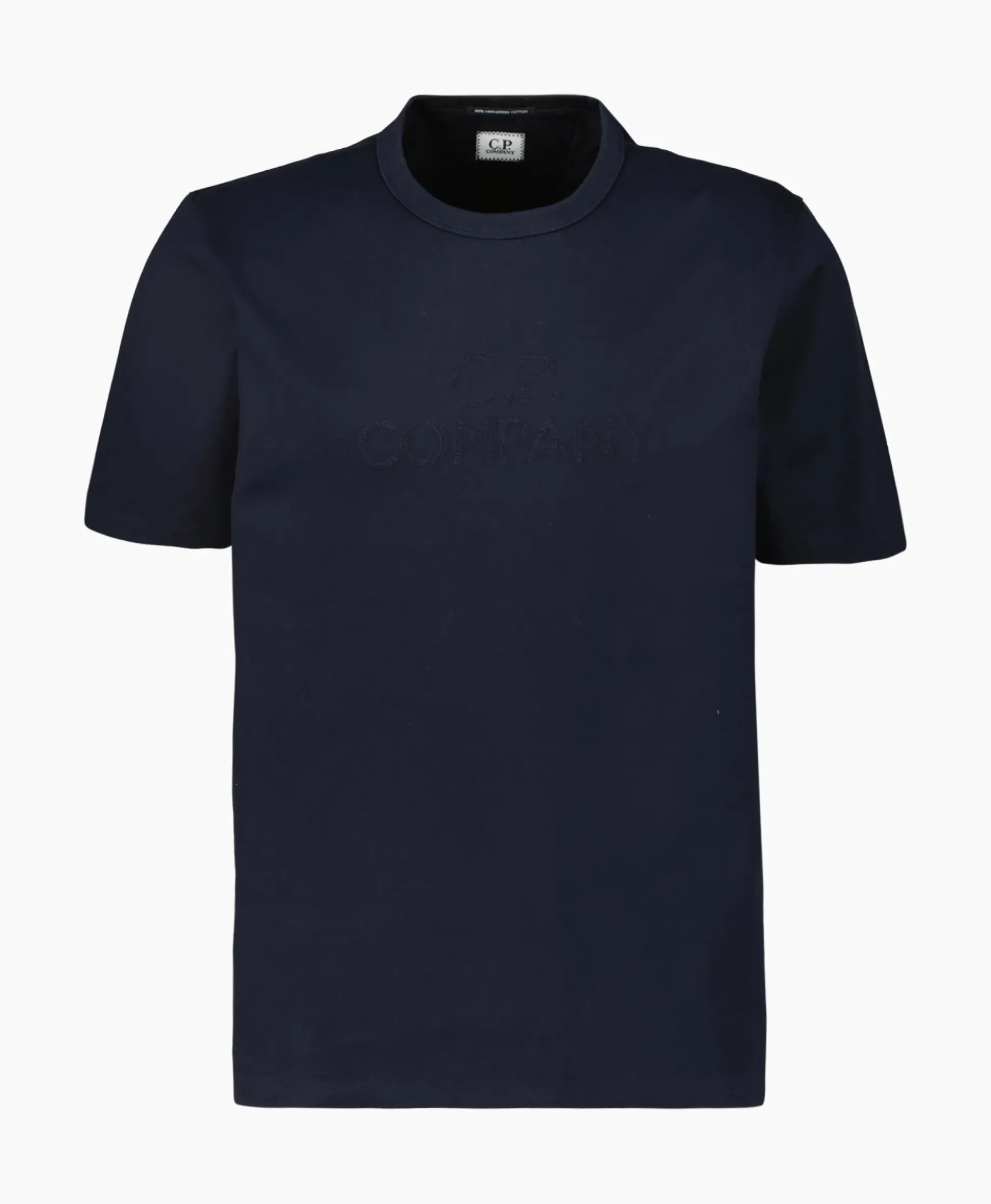 Cp Company T-Shirt Mercerized Jersey Twisted Logo Donker Blauw