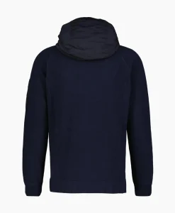 Cp Company Vest Cotton Mixed Hooded Knit Donker Blauw