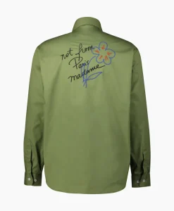 Drole De Monsieur Overhemd La Chemise Slogan Esquisse Khaki
