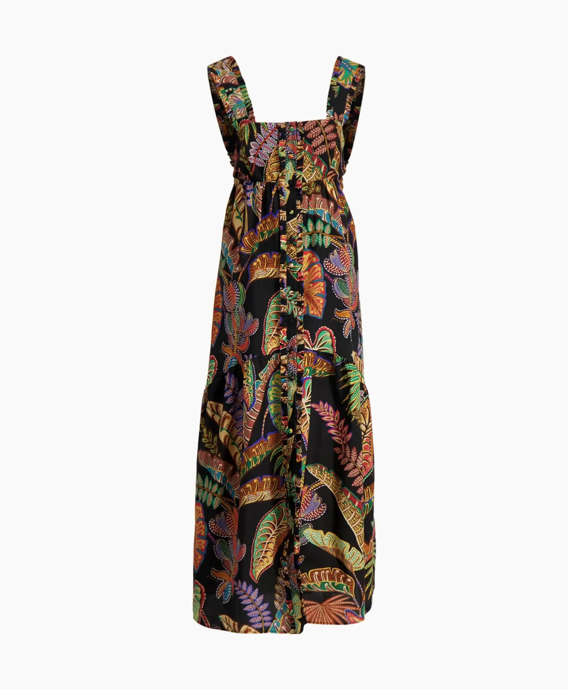 Farm Rio Maxi Jurk Cool Foliage Black Sleeveless Zwart