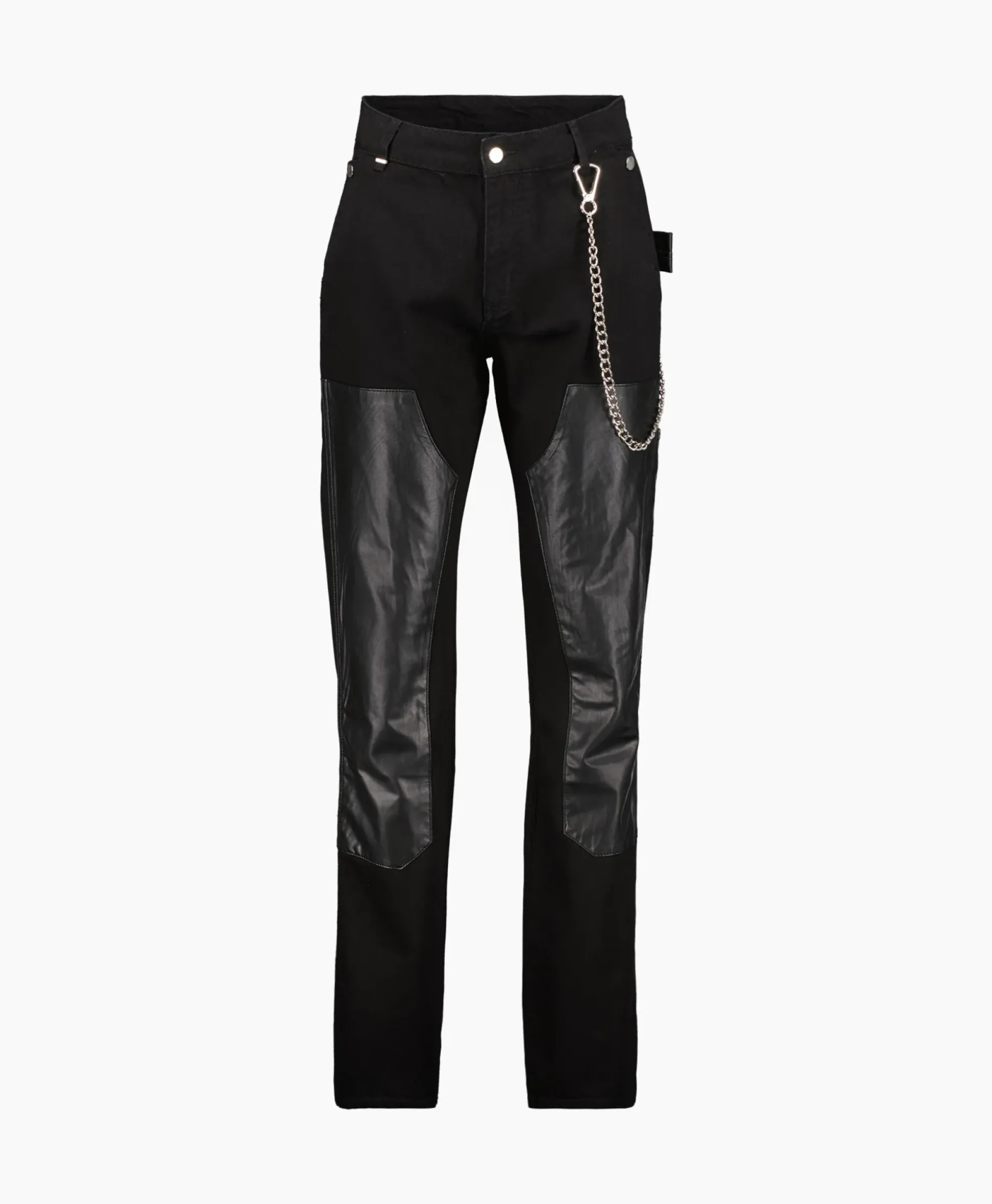 Flaneur Jeans Carpenter Straight With Leather Patches Zwart