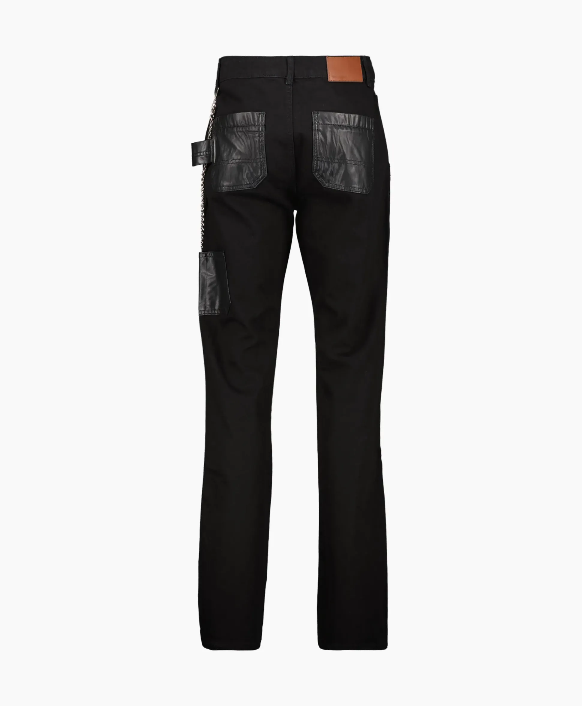 Flaneur Jeans Carpenter Straight With Leather Patches Zwart
