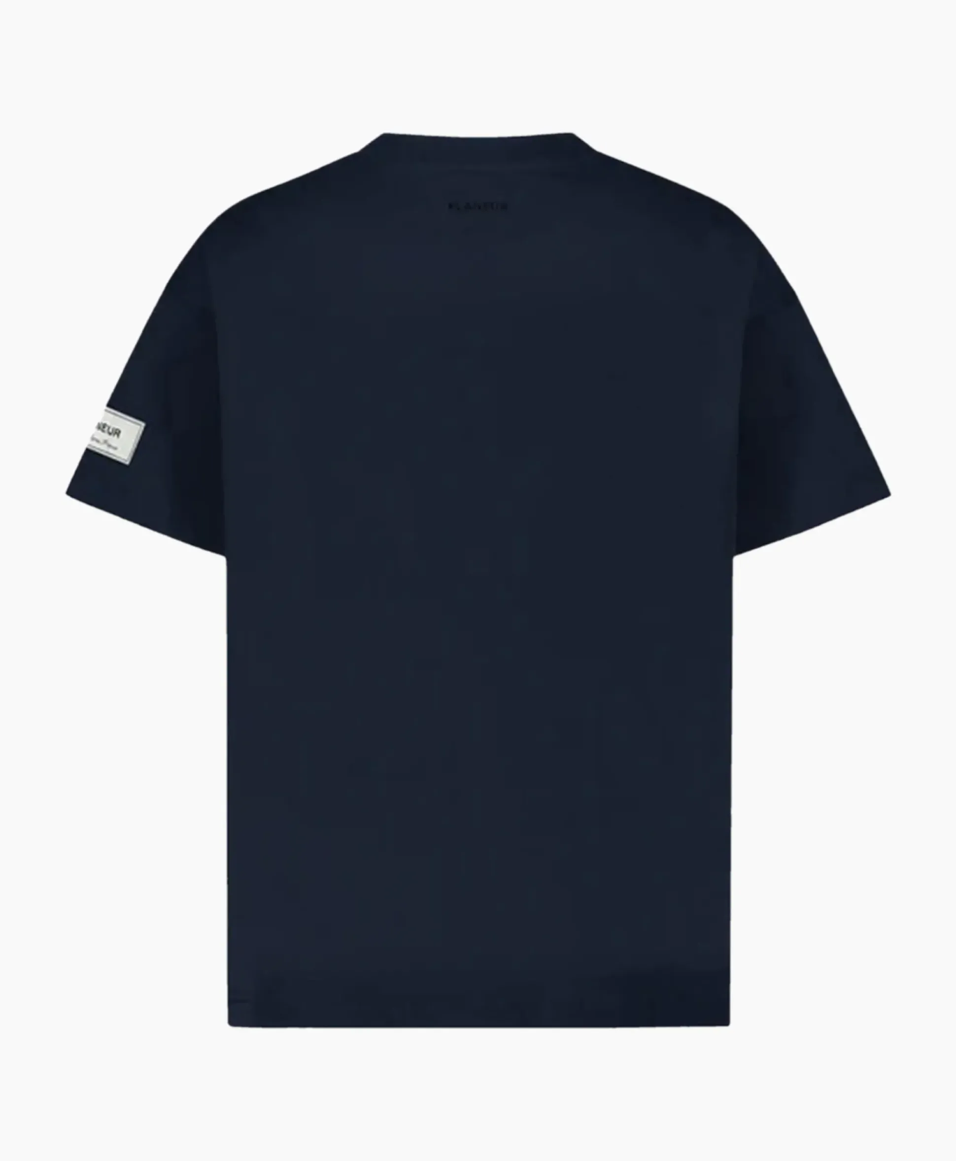 Flaneur T-Shirt Korte Mouw Atelier Sleeve Amblem Donker Blauw