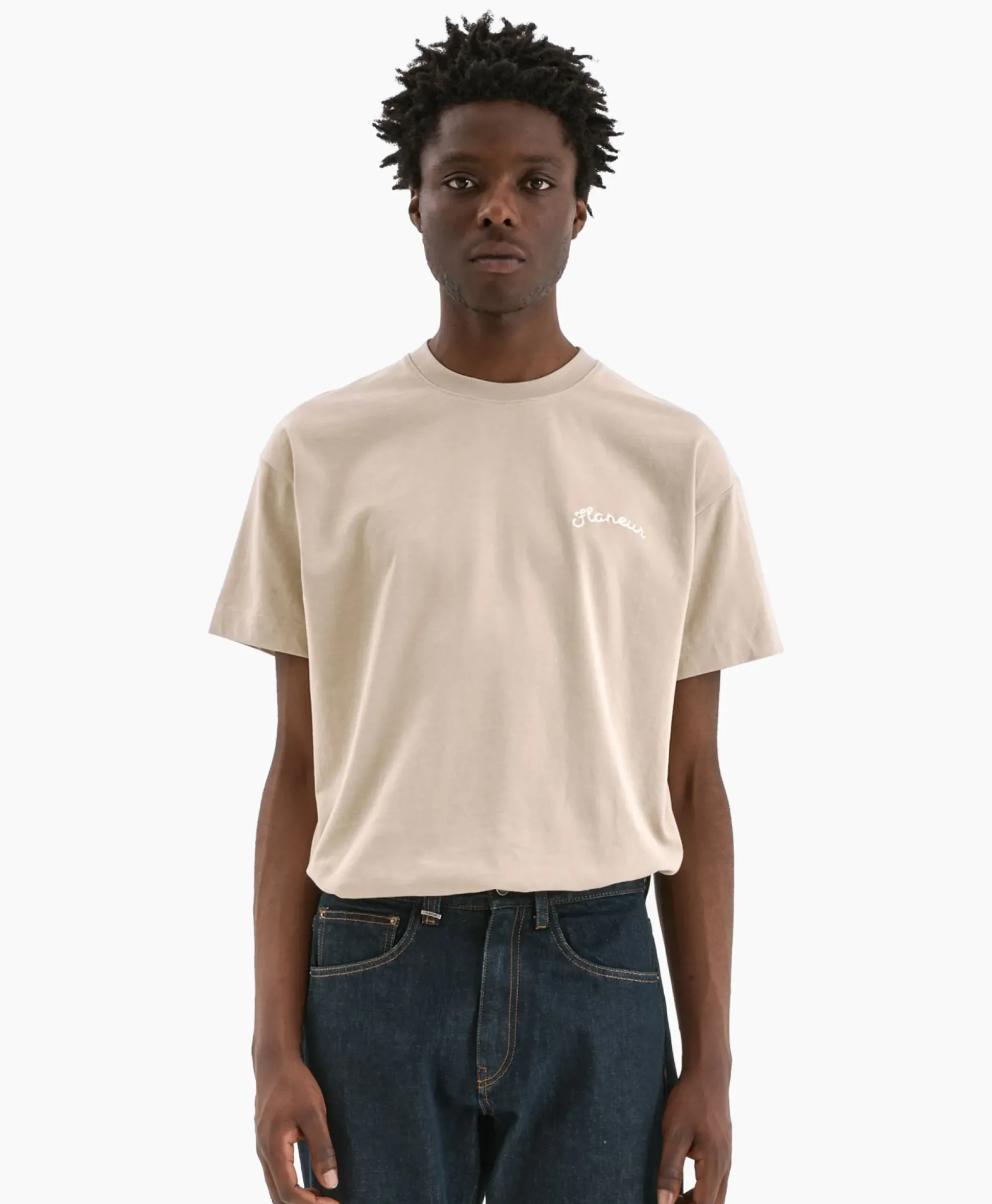 Flaneur T-Shirt Korte Mouw Signature Beige