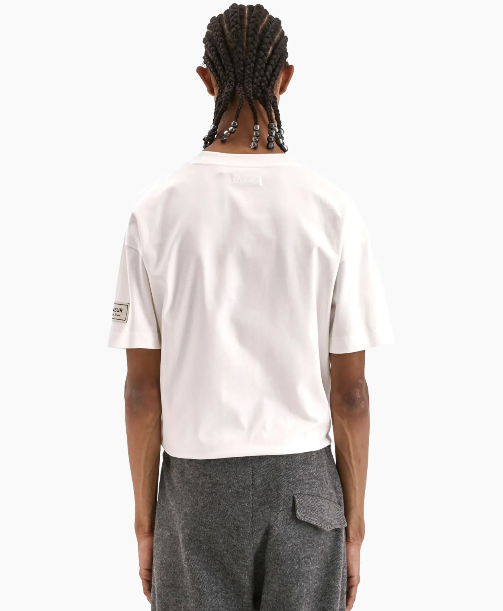 Flaneur T-Shirt Korte Mouw Atelier Sleeve Emblem Wit