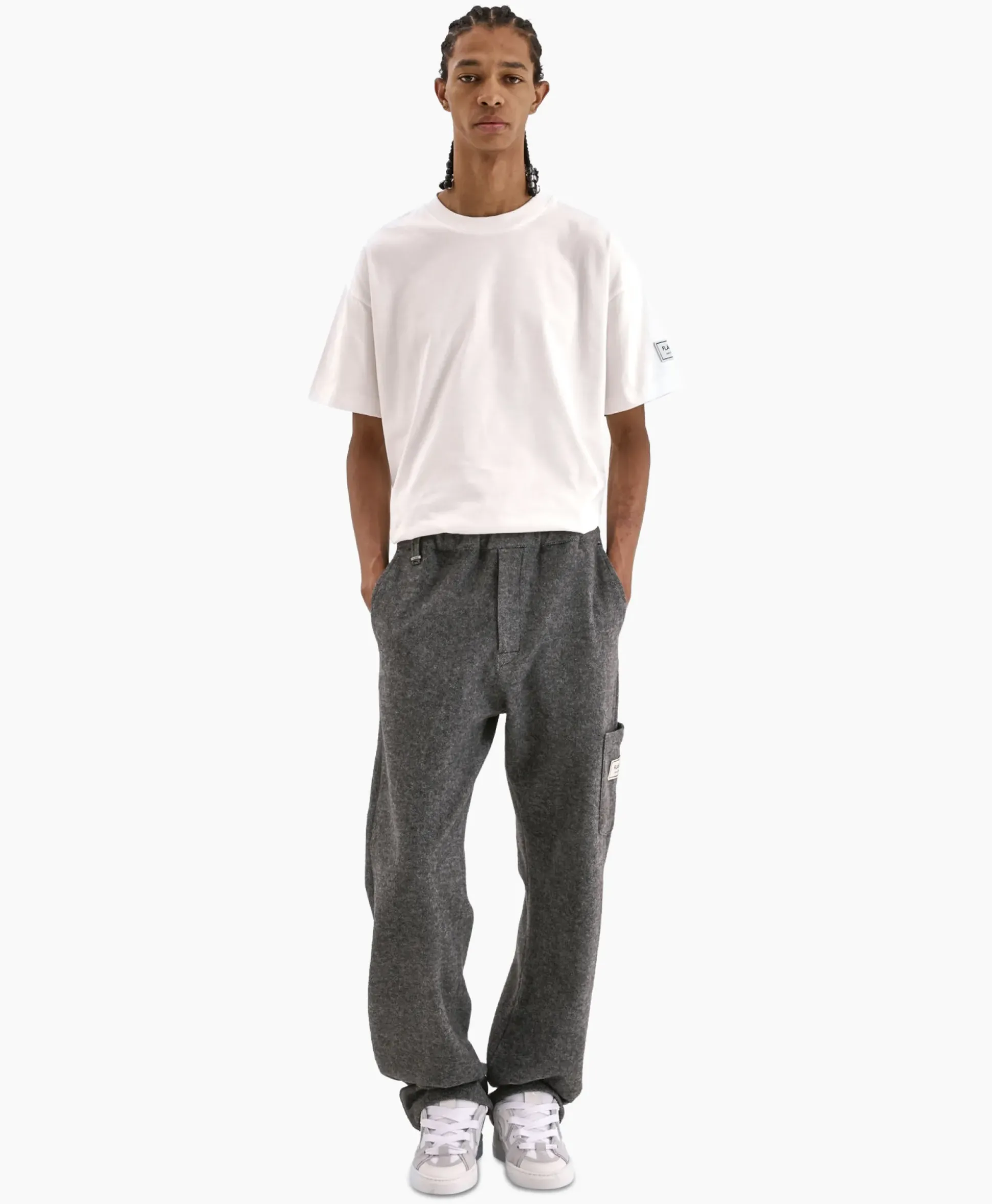 Flaneur T-Shirt Korte Mouw Atelier Sleeve Emblem Wit
