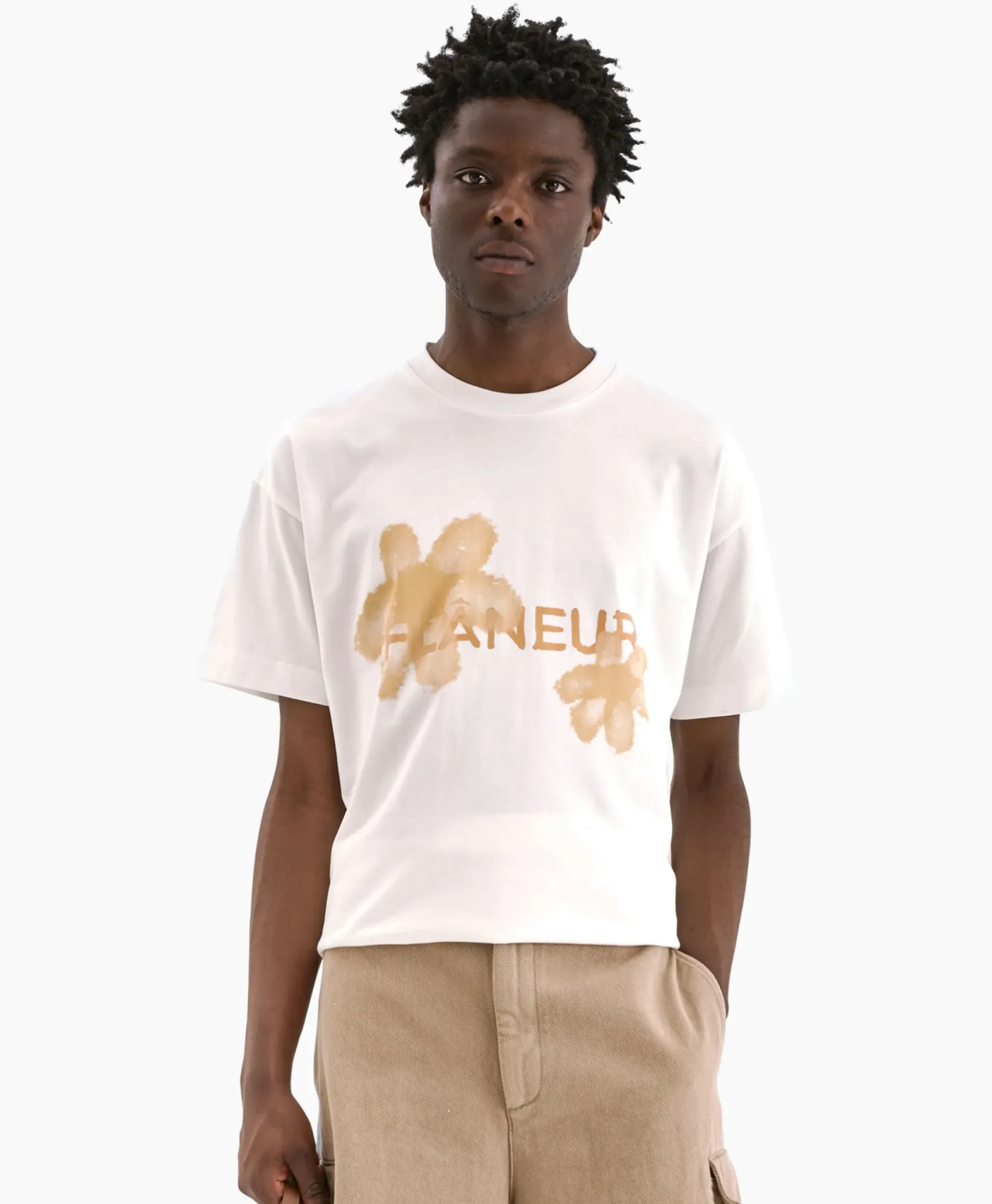 Flaneur T-Shirt Korte Mouw Floral Watercolor Wit