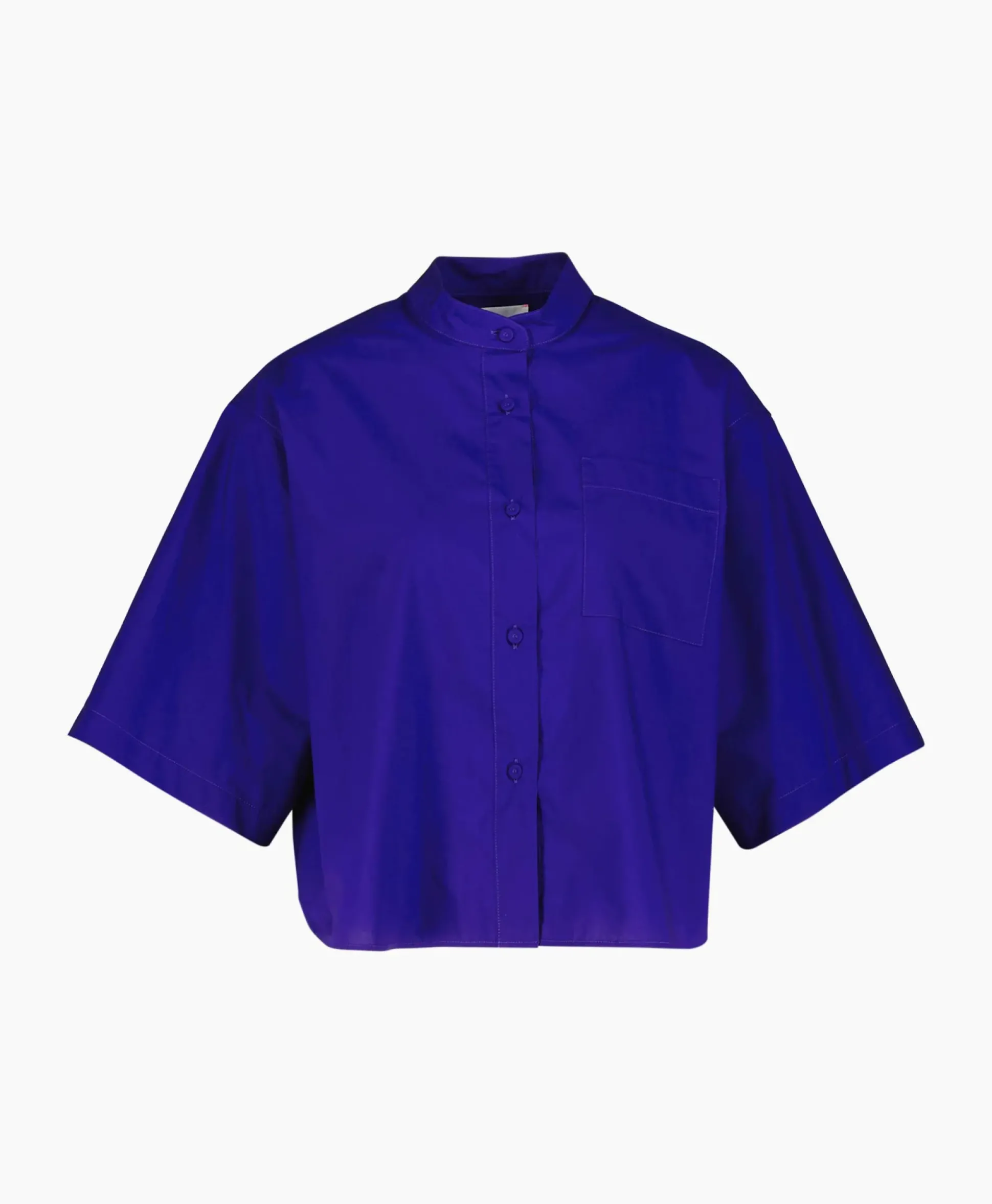 Forte_Forte Blouse Bci Cotton Popeline Half Sleeves Paars
