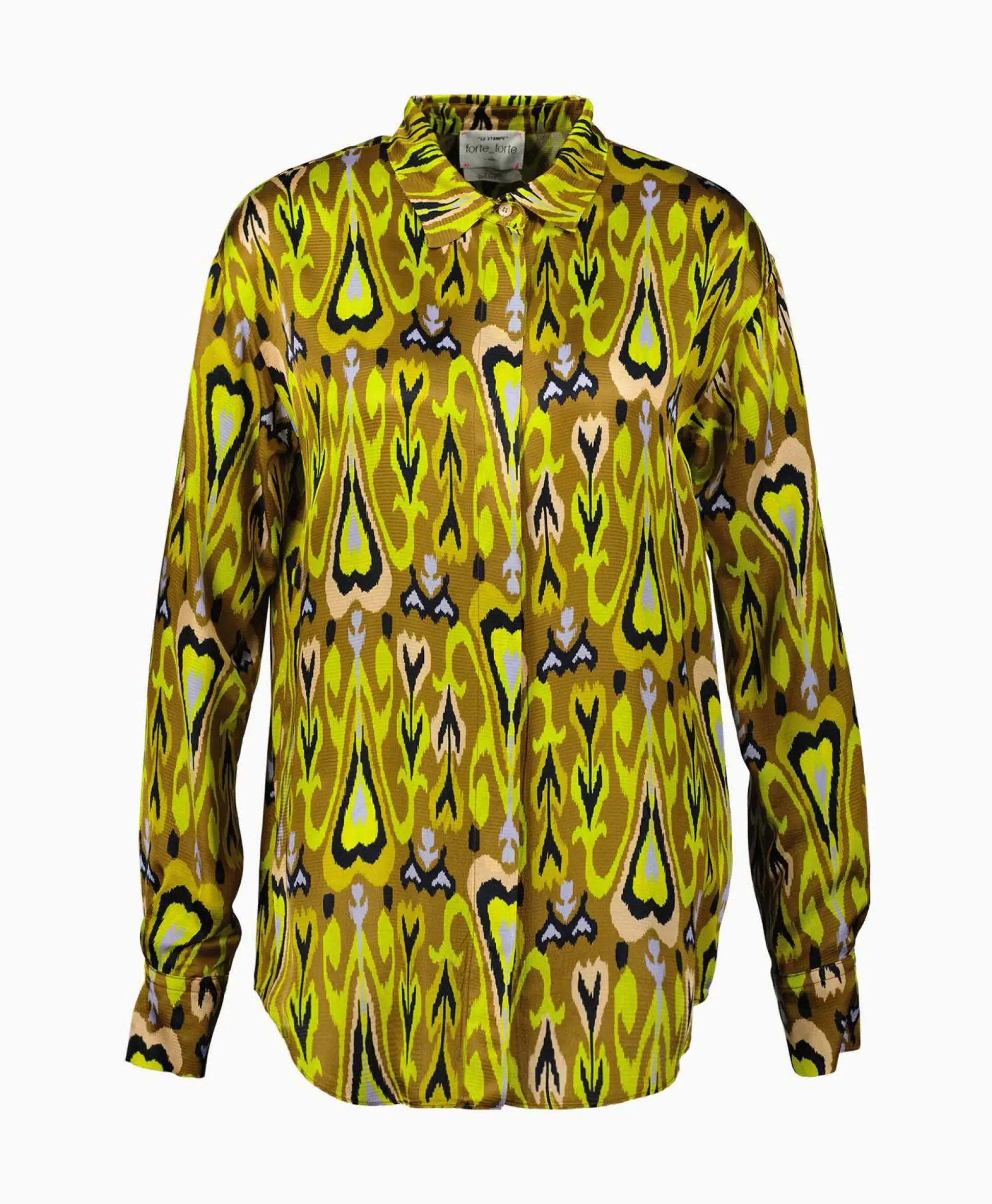 Forte_Forte Blouse Print Satin Shirt Norther Light Geel