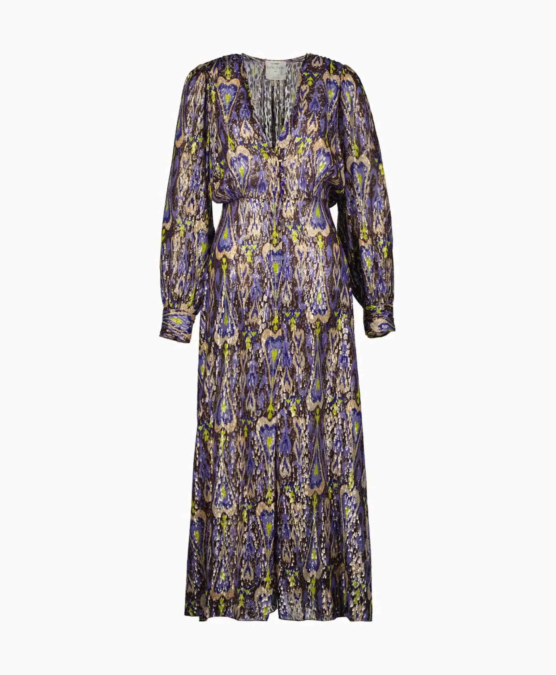 Forte_Forte Maxi Jurk Print Fil Coup Long Dress Norther Light Blauw