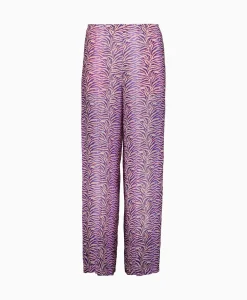 Forte_Forte Pantalon Heartbeat Print Ramie Muslin Paars