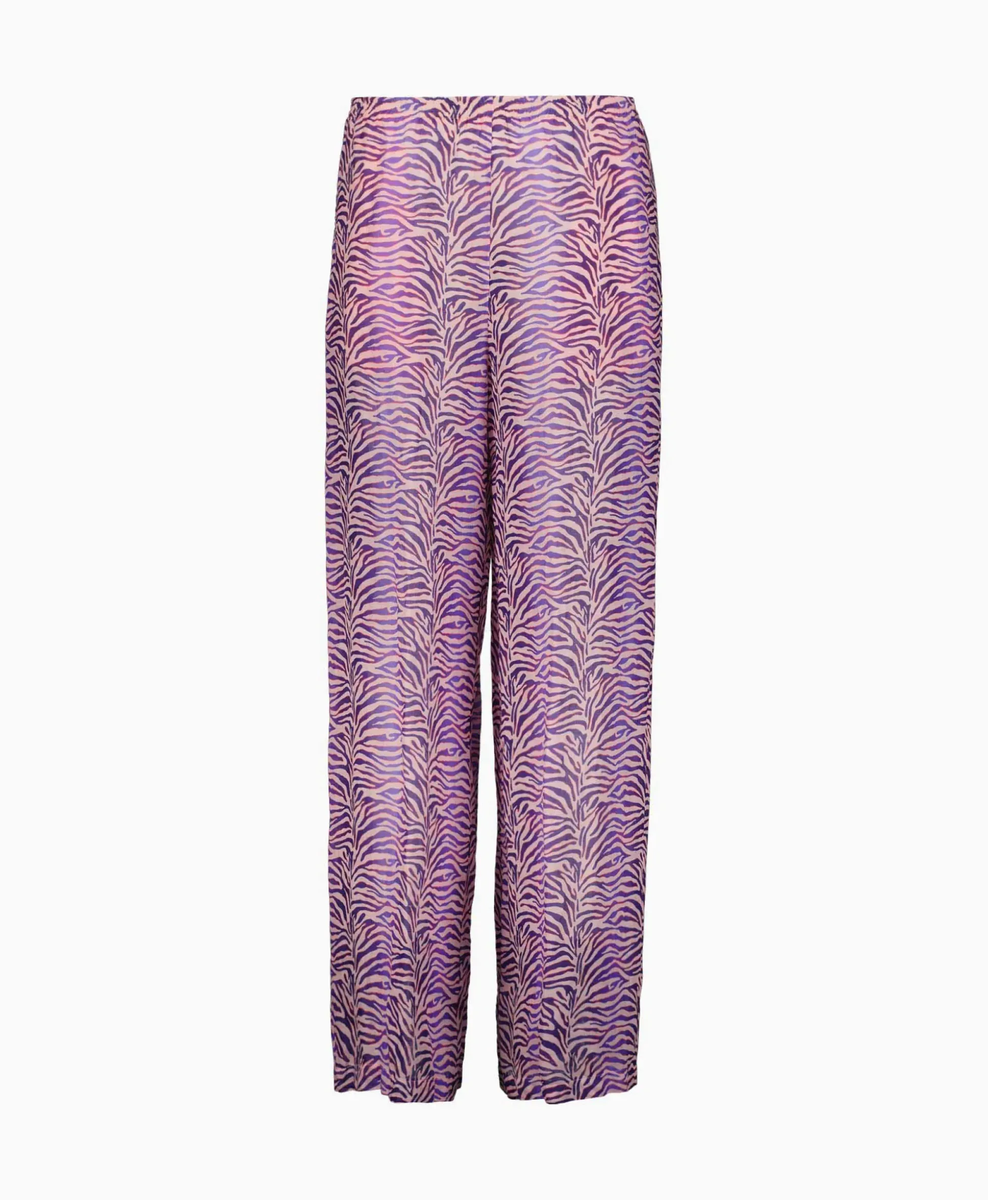 Forte_Forte Pantalon Heartbeat Print Ramie Muslin Paars