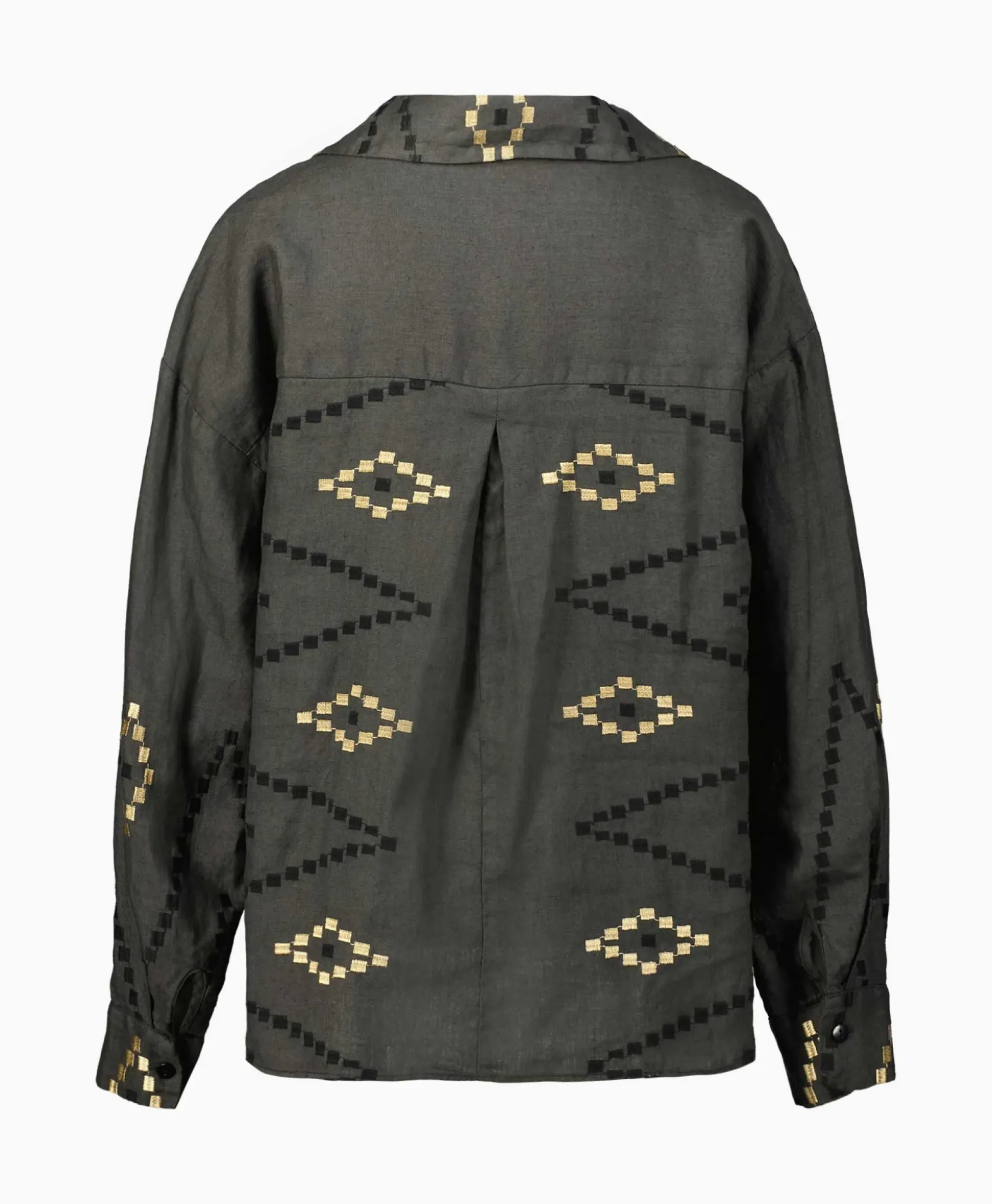 Greek Archaic Kori Blouse Wrap Zig Zag Khaki