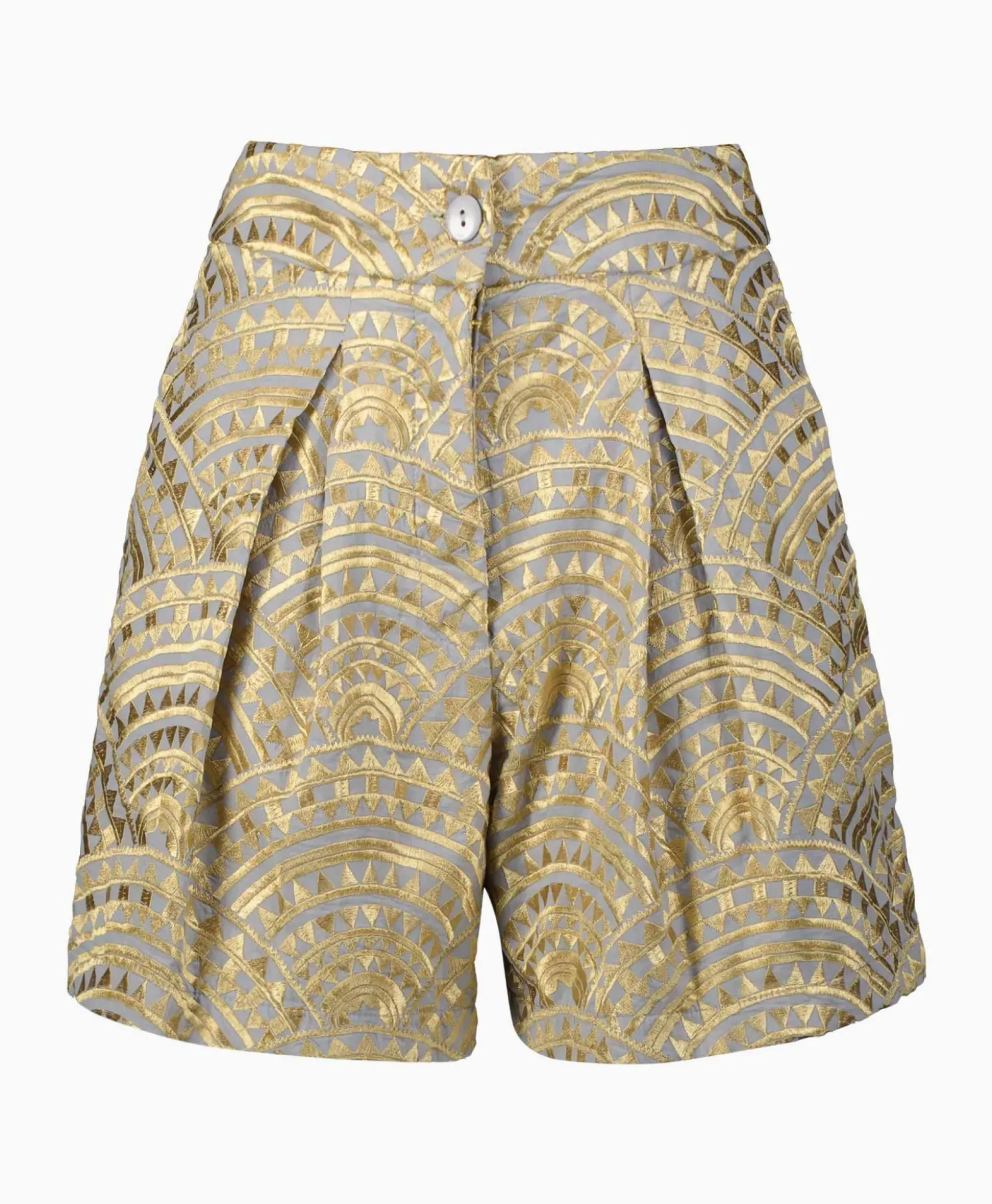 Greek Archaic Kori Korte Broek All Over Pleates Licht Grijs