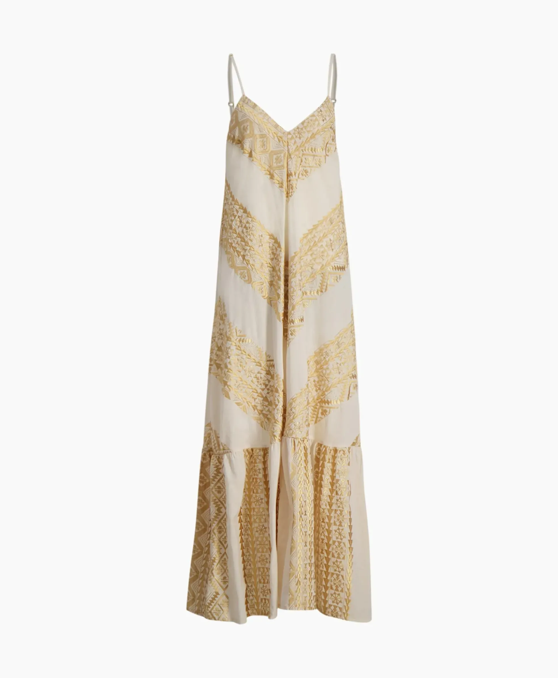 Greek Archaic Kori Maxi Jurk Long All Over Old Straps Ivoor / Naturel