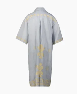 Greek Archaic Kori Maxi Jurk Aeolis Pocket Licht Grijs