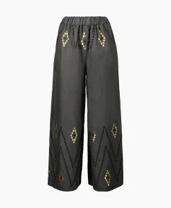 Greek Archaic Kori Pantalon Zig Zag Elastic Waist Khaki