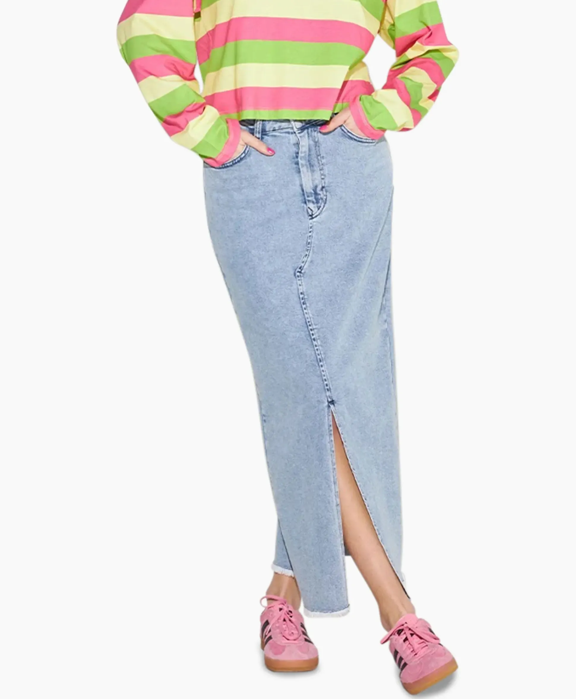 Harper & Yve Midi Rok Yve-Sk Licht Blauw