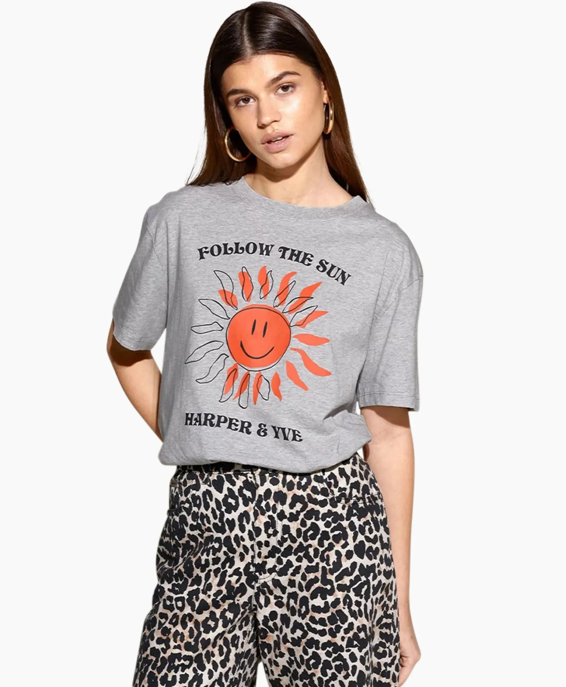 Harper & Yve T-Shirt Korte Mouw Smiley-Ss Grijs