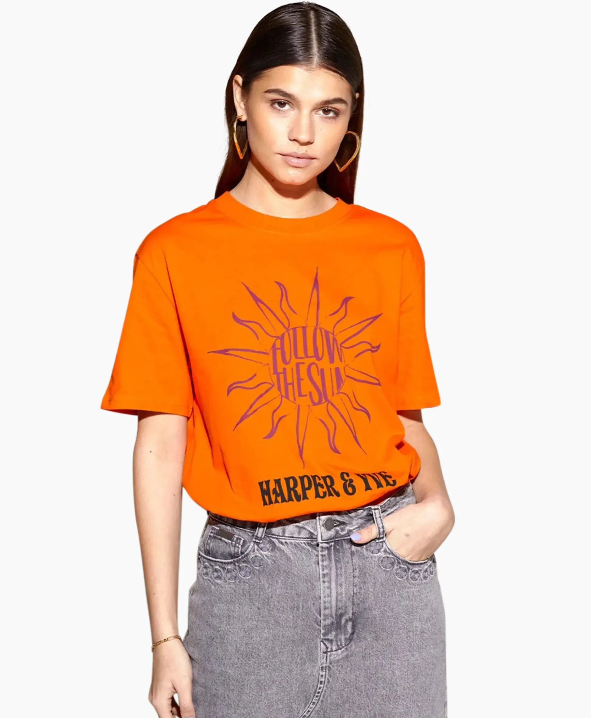 Harper & Yve T-Shirt Korte Mouw Followthesun-Ss Oranje