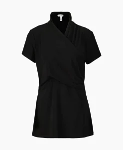 Joseph Ribkoff Top & T-Shirt Kraag Korte Mouwen Zwart