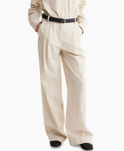Les Coyotes De Paris Pantalon Wide Leg Pleated Chino Zand