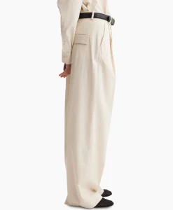 Les Coyotes De Paris Pantalon Wide Leg Pleated Chino Zand