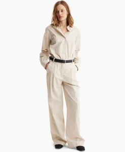 Les Coyotes De Paris Pantalon Wide Leg Pleated Chino Zand
