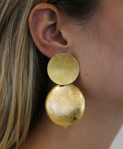 Lott. Gioielli Oorbellen Cw Earring Round Disc Xl Goud