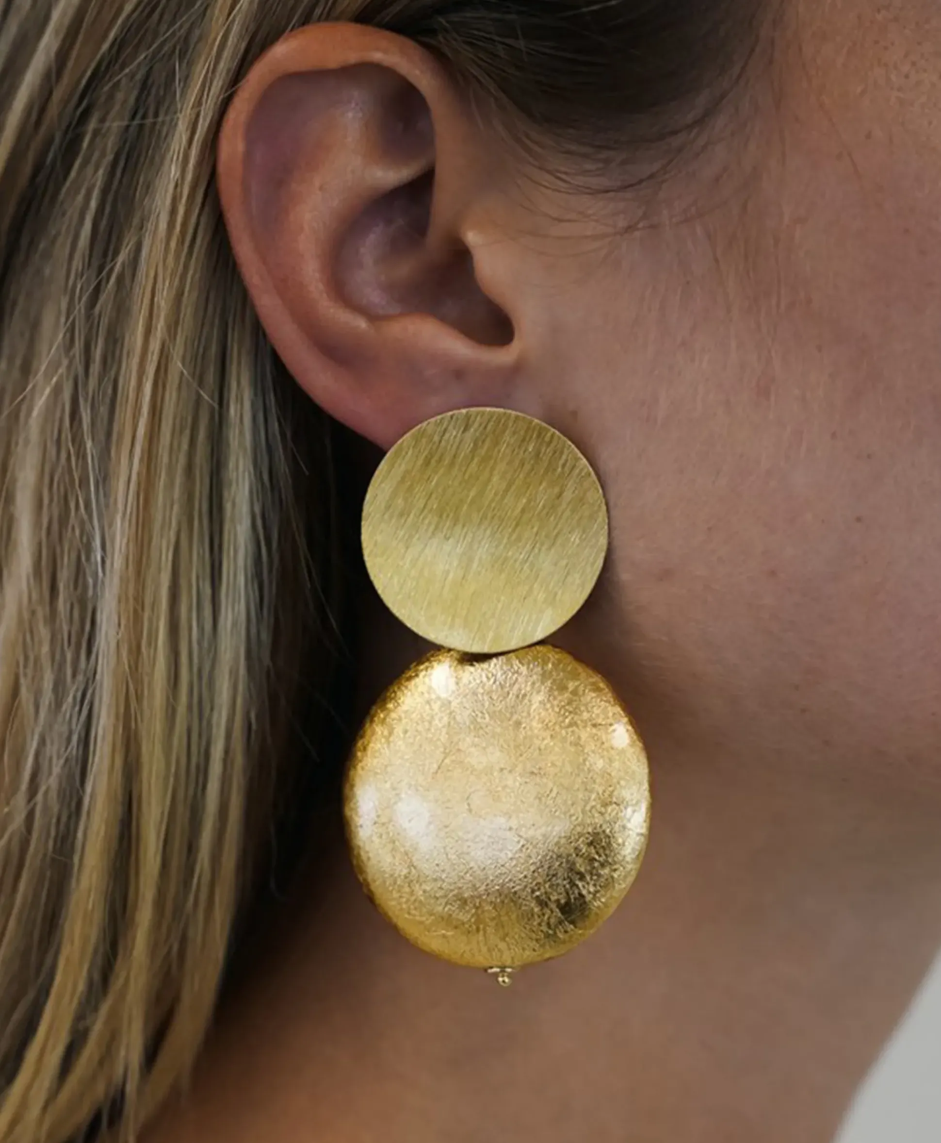 Lott. Gioielli Oorbellen Cw Earring Round Disc Xl Goud