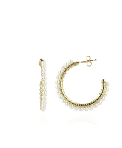 Lott. Gioielli Oorbellen Cl Hoop With Pear Off White
